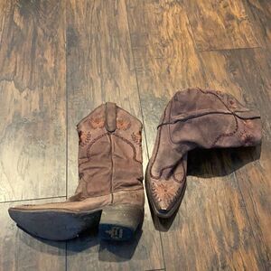 denver cowboy western boots size 7.5 GUC brown with embroidered flowers